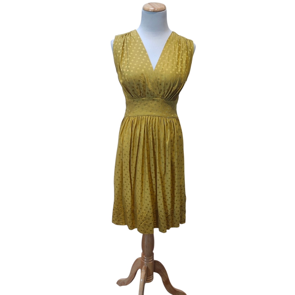Silk Yellow Sleeveless V-Neck Midi Dress
